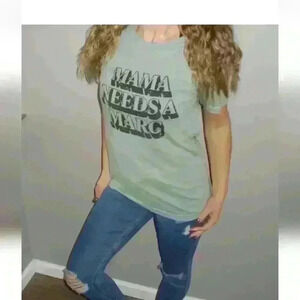 Mama Needs A Margarita Graphics Short Sleeve Tshirt Bella + Canvas Size Small